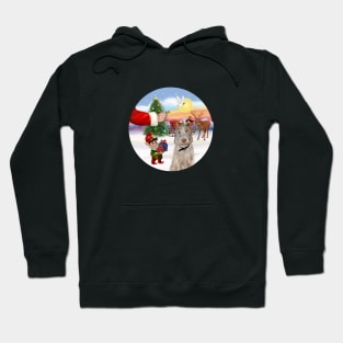 Santa Offers His Italian Spinone (wheaten colored) a Treat Hoodie